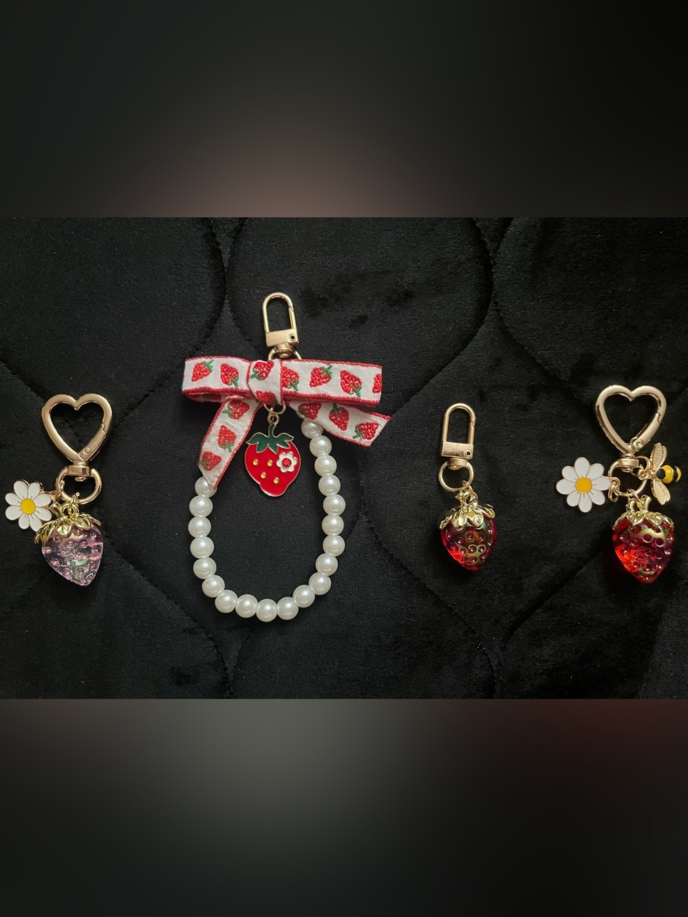 Strawberry Themed Bag Charm Bundle